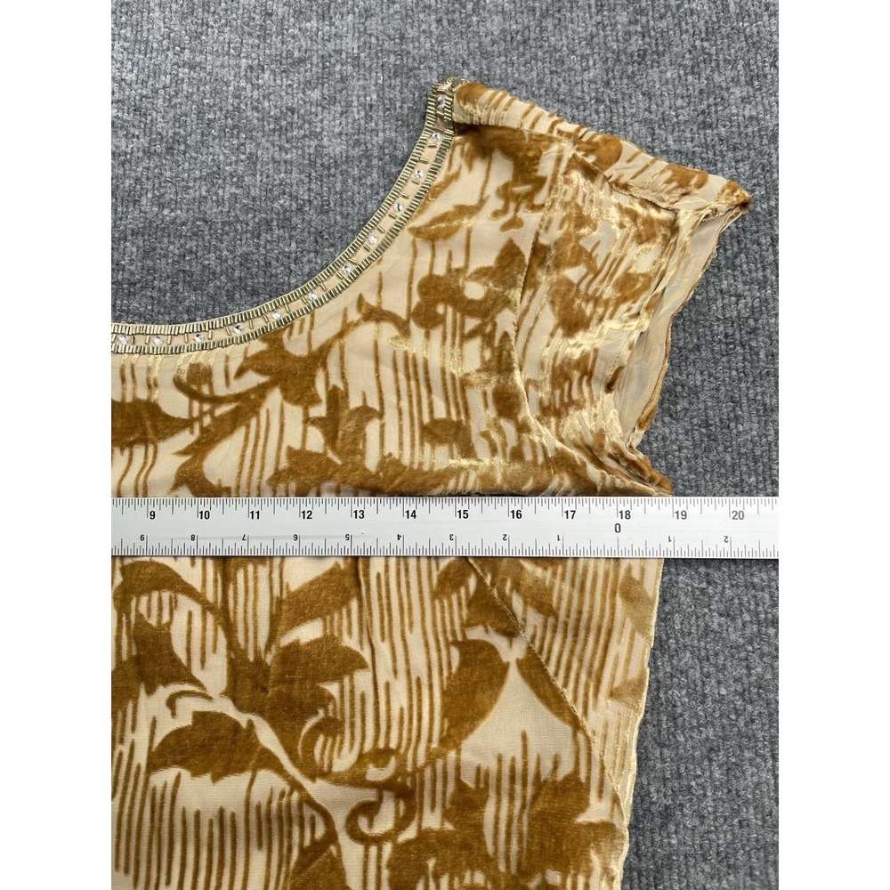 Sundance Dress Women's 10 Champagne Vineyard‎ Silk Burnout Velvet Embellished - Picture 7 of 8